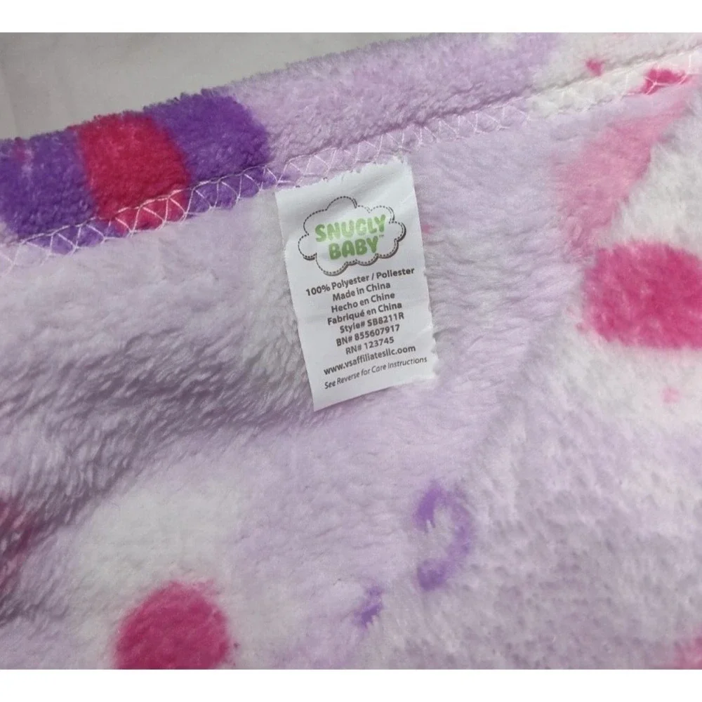 Snugly Baby Purple Pink White Elephant Blanket‎ Fleece Lovey Security 30x33 htf